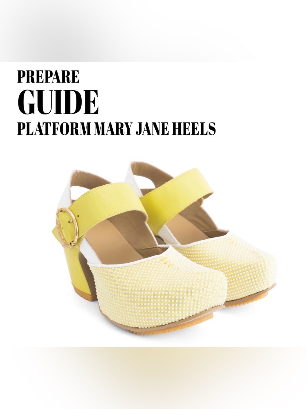 Fluevog NEARLY NEW Prepare Guide yellow dot platform slingback heel-9.5 (fits 9)
